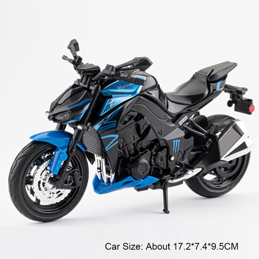 1:12 Модель мотоцикла из сплава Kawasaki Z1000 Zx-6r Литые игрушки Машина Рулевое управление передним колесом Звук Свет Транспортное средство Детские праздничные подарки