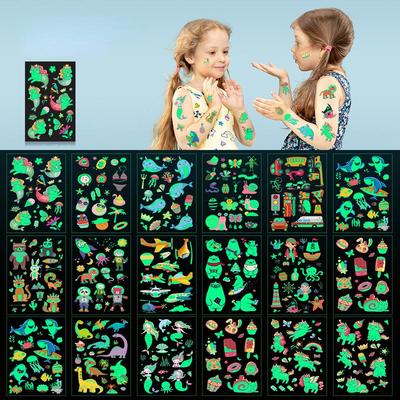 Детская мультяшная светящаяся в темноте татуировка с флуоресцентной зеленой водонепроницаемой бонусной наклейкой