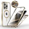 Для iPhone 15 14 Pro Max 360 ° все включено защитные чехлы магнитная безопасность беспроводная зарядка алюминиевый сплав защитные чехлы