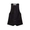 Za Autumn New Black Sleeveless Suit Vest Outer Wear Strap Decoration V Neck Decorated Row Button Long Vest 8535731