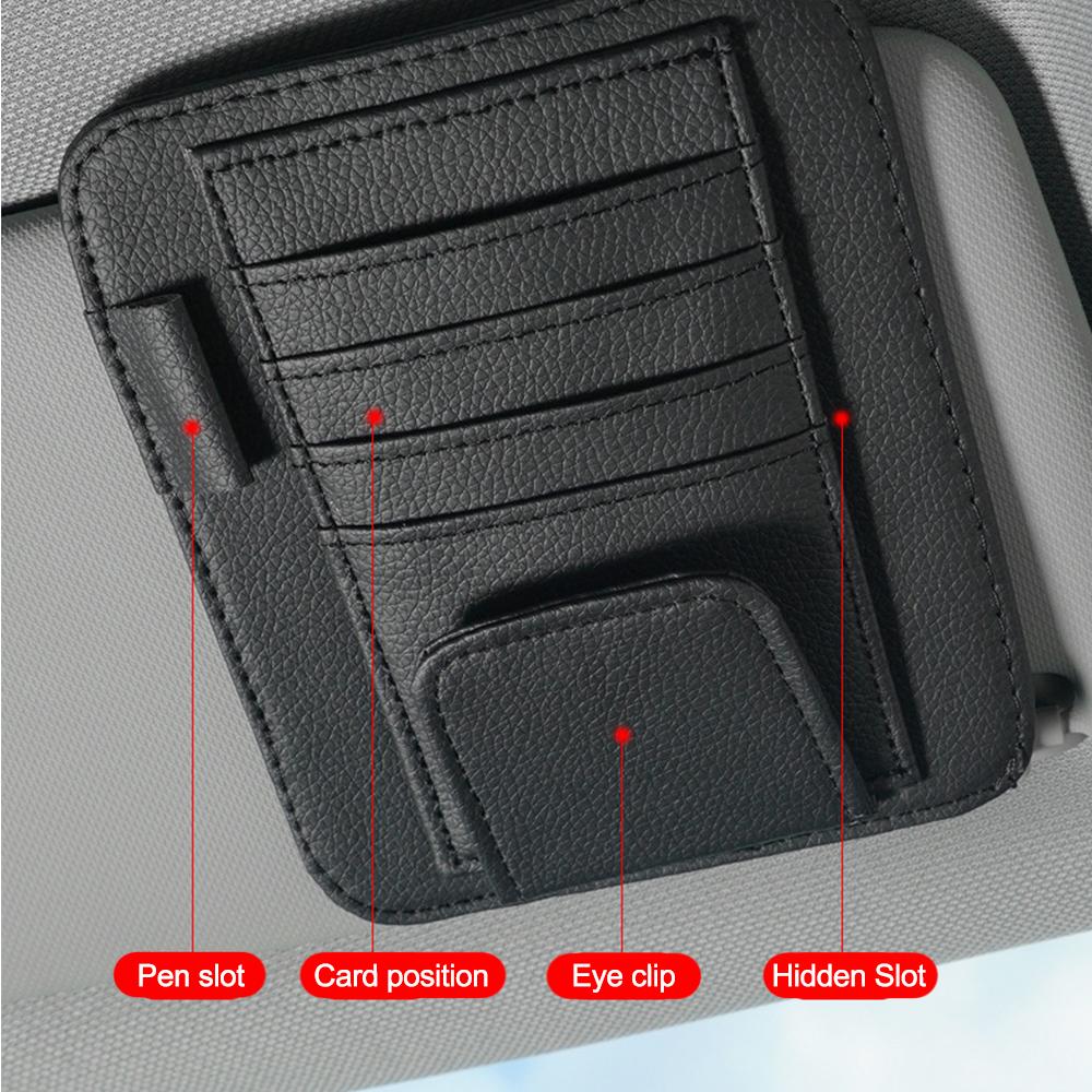 Car Sun Visor Organizer Multi-Pocket Pouch Bag Card Glasses Storage Holder Scratch-Resistant Auto Visor Holder For Car Interior