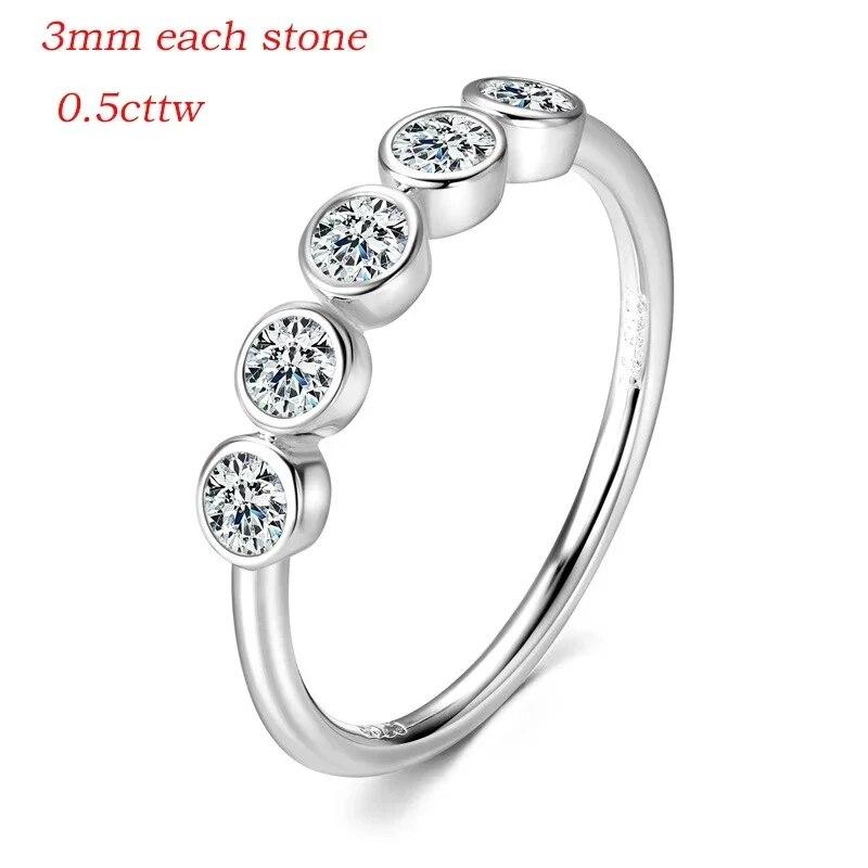 Женские обручальные кольца с муассанитом 1,8/3 мм, 5/7 камней, пузырей, классические ювелирные изделия, стерлинговое серебро S925, 18-каратное золото