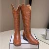 Новые вышитые кожаные ковбойские сапоги на платформе для женщин, модные женские ботинки челси на мягкой подошве, осенне-зимняя обувь