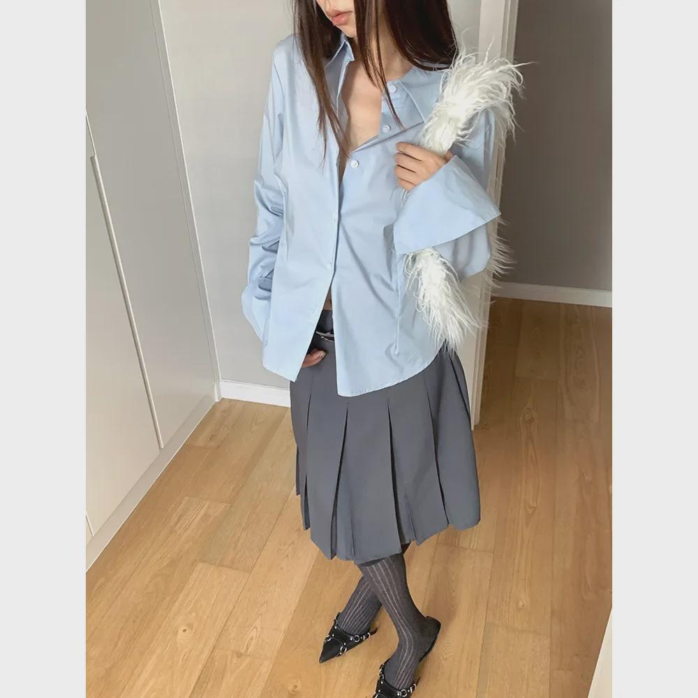 Dorothy Clothing Корейский стиль Длинный рукав Загнутый воротник Женская рубашка