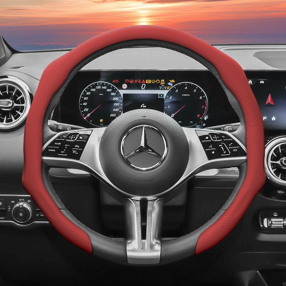 Подходит для Mercedes-Benz, Чехол на руль из перфорированной кожи, Нескользящий, Впитывающий пот, Дышащий, Интегрированный защитный чехол V g S a E C Cla