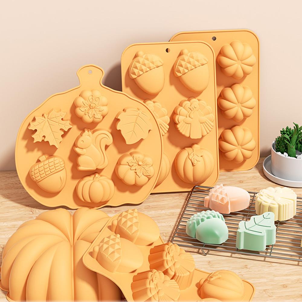 Несколько шоколадных силиконовых форм для самостоятельной выпечки тыквы на Хэллоуин, инструменты для приготовления конфет, печенья, тортов, декора для вечеринок, кухонных принадлежностей