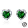 Серьги-гвоздики из стерлингового серебра 925 пробы с сердцем, нано-изумрудные серьги-гвоздики для женщин, аксессуары, юбилейные ювелирные изделия