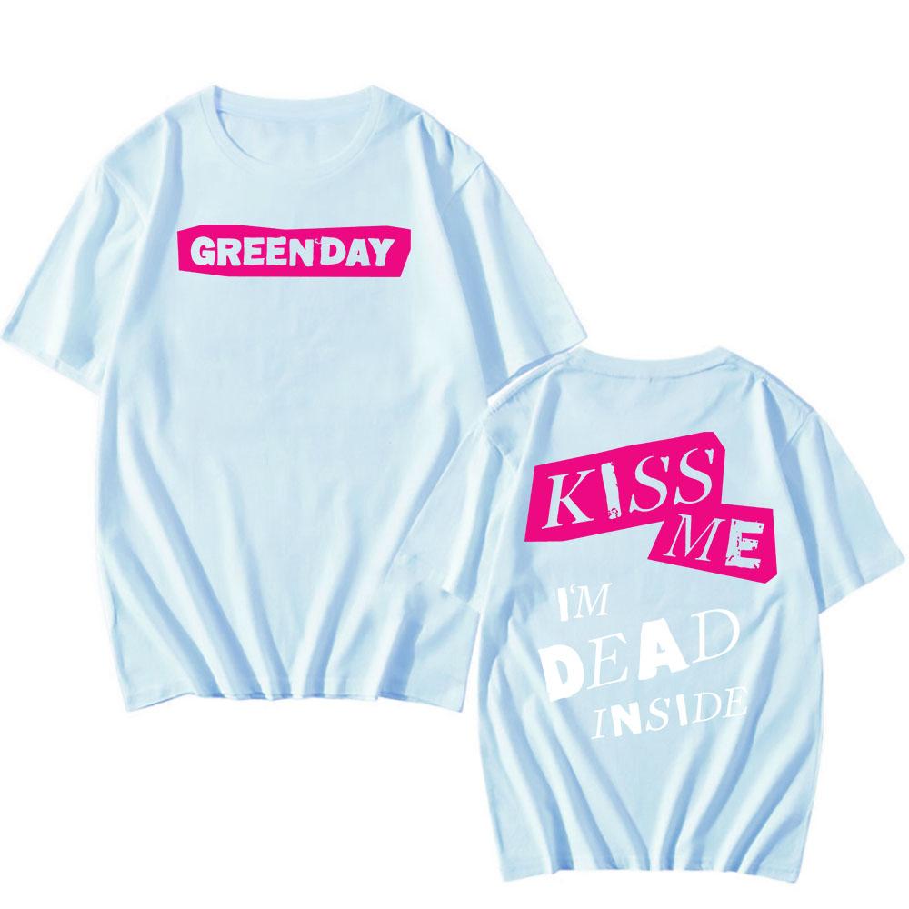 Kiss Me I'm Dead T-Shirt Green Day Saviors Album Graphic Tshirts Short Sleeve Cotton Unisex Streetwear Hip Hop T Shirt Print