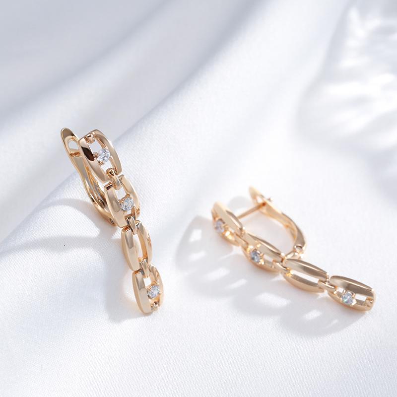 Минималистский замок, длинные кулонные серьги с цирконом, ювелирные изделия цвета розового золота для женщин