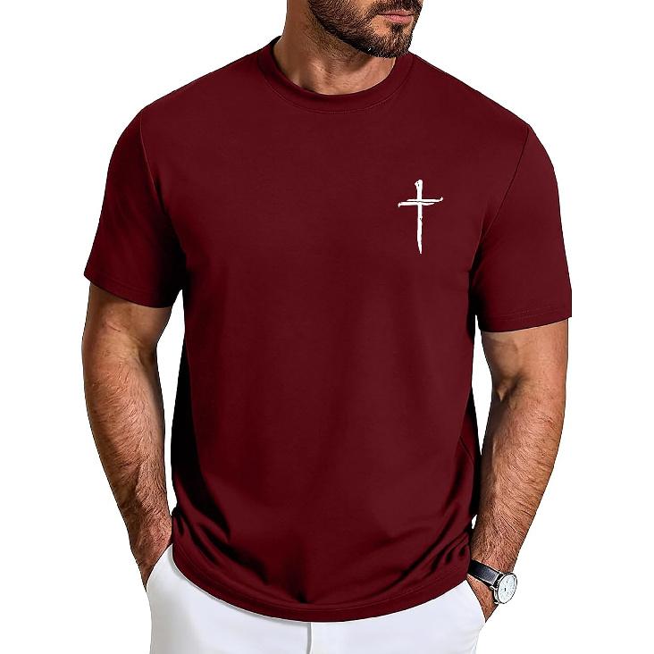 Aiyino Mens Christian Cross Slim Fit Graphic Tee Casual Shirt