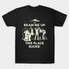 Мужская черная футболка с принтом Beam Me Up This Place Sucks Sci Fi Stranger Things Печать на трансферной бумаге без вырезания Хлопковая футболка