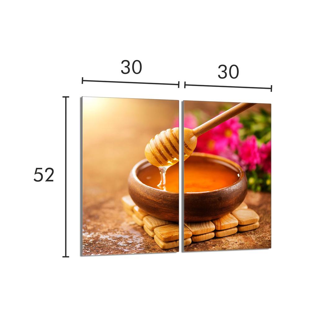 Szklana płyta ochronna na kuchenkę 2x30x52 Miód