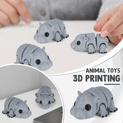 3D-печатная подвижная игрушка бегемот, бегемот с подвижными суставами, 3D-печатная игрушка-украшение бегемот, снятие стресса, подвижный бегемот