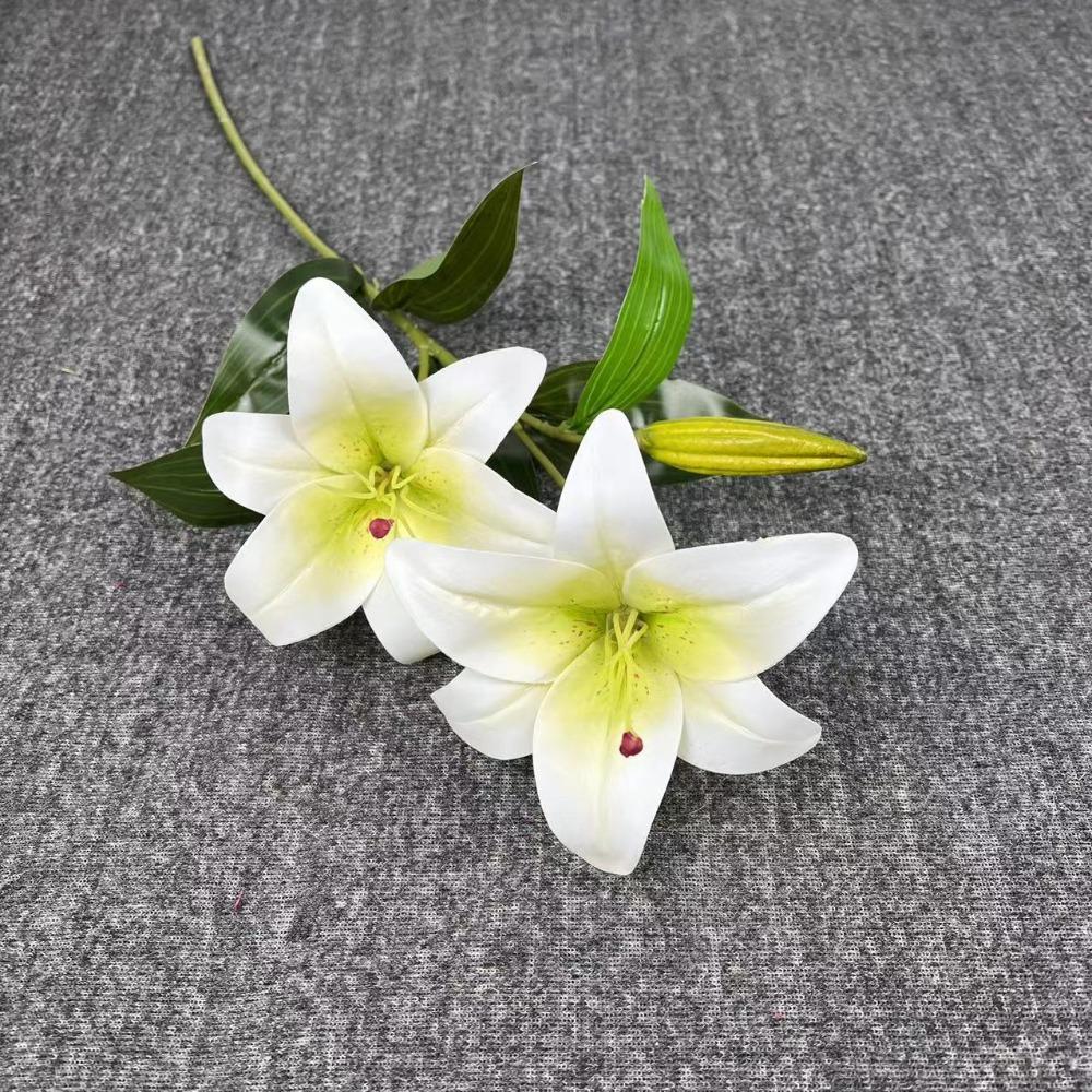 Real Touch 65cm Artificial Lily Flower Silk 3 Heads Fake Lily Bouquet DIY Wedding Bridal Bouquet Living Room Decor