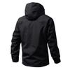 Men's Solid Color Outdoor Workwear Casual Loose Zipper Pocket Warm Long Sleeved Hooded Jacket