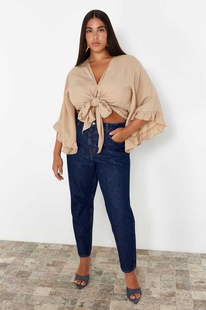 Women's Style Plus Size Blouse Mink Crinkle Beachwear Plus Size Blouse