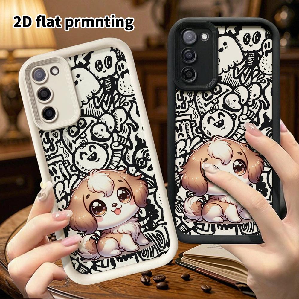 Phone Case: 2D Flat Samsung Galaxy A34 A35 M05 M06 S20 S22 S21 FE Plus 5G Protective Case, Cute Cartoon Puppy, Christmas and Halloween Gift