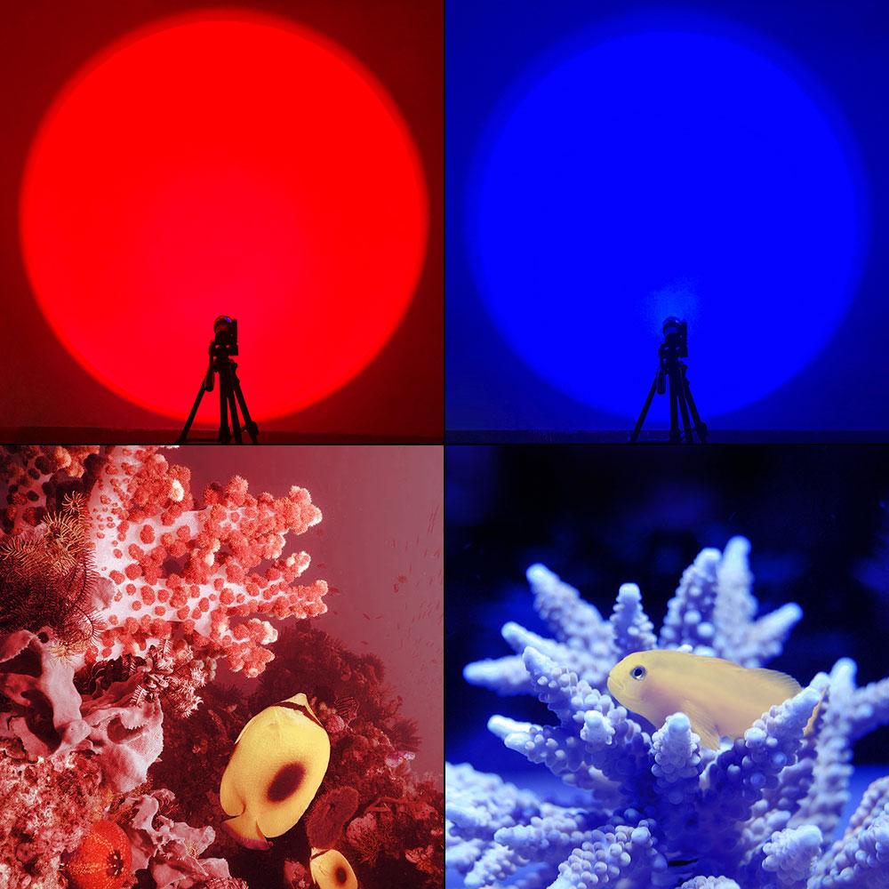 50W 10000LM White&Red&Blue COB LED Diving Flashlight Underwater 80m IPX8 Photography Video Fill Light Scuba Diving Lantern Lamp