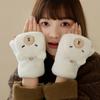 Soft Capybara Plush Mittens Faux Rabbit Hair Half Finger Gloves Cartoon Anti-cold Mittens Winter