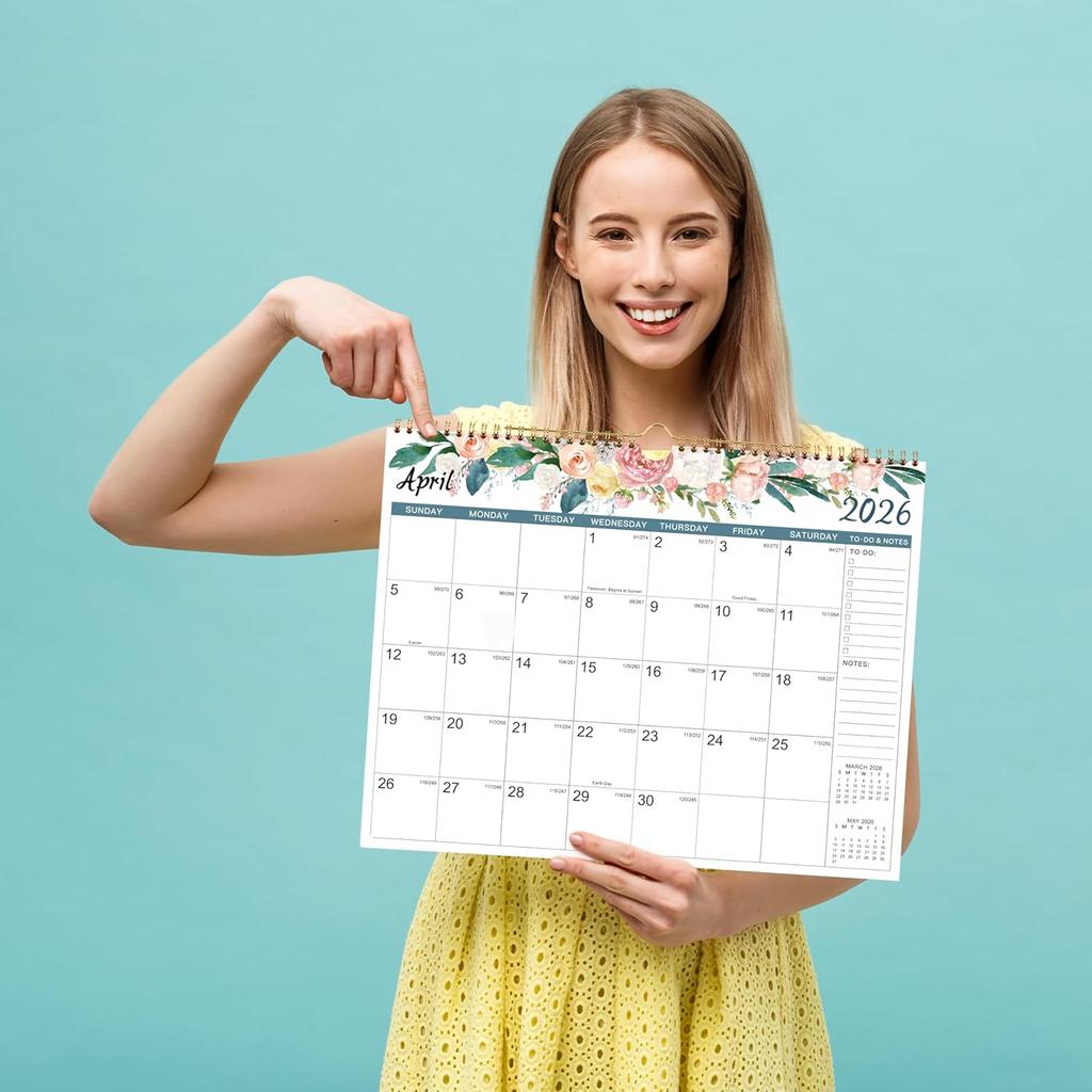 2026 Calendar - Wall Calendar 2026, Jan. 2026 - Dec. 2026, 2026 Wall Calendar 12 Month, 14.6" x 11.5", Twin-Wire Binding, Julian Date