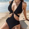 Сексуальный купальник с v-образным вырезом и пуш-ап, купальник с высокой талией и лямкой для женщин, цельный купальный костюм с открытой спиной и завязками