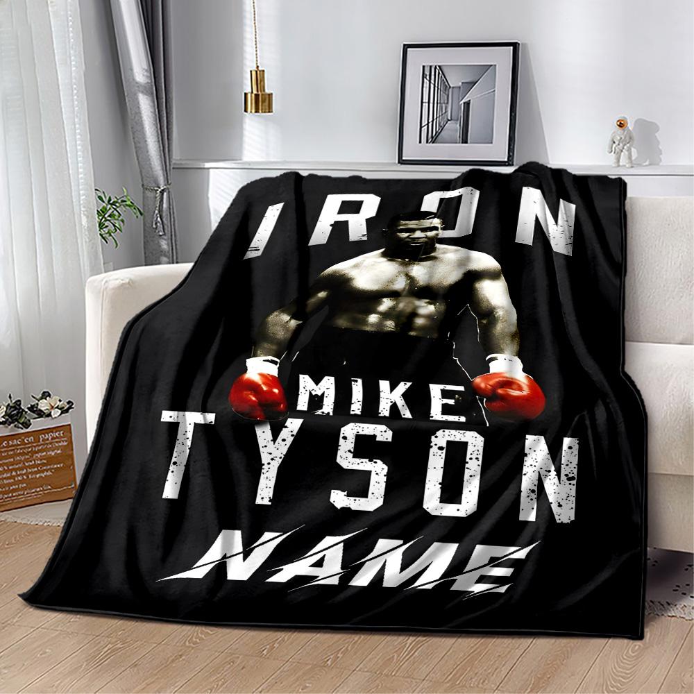 Iron Mike Tyson Poster Personalized Text Blanket Throw Customizable Blanket Ultra-Soft Suitable for Seaside Chair Living Room Home Decor