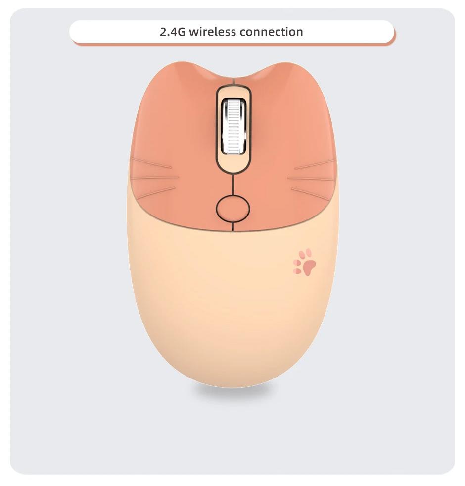 Беспроводная мышь Mofii Cute Cat 2,4 ГГц, USB-приемник Plug and Play, 3 регулируемых DPI, Совместима с ноутбуком, ПК, компьютером