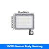 Датчик движения LED Холодный свет Уличный светодиодный прожектор AC220V 50W 100W 200W 300W 500W Водонепроницаемый садовый светильник Декоративная светодиодная лампа
