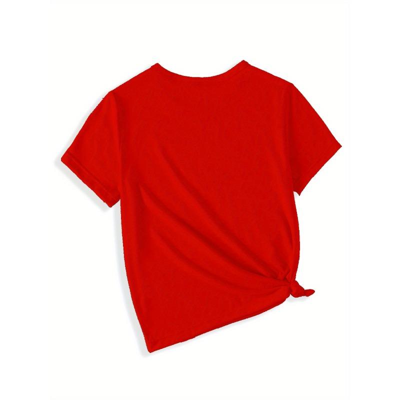 European sizes Girls'  Short Sleeve T-Shirt - Soft Round Neck Casual Summer Blouse Top with Random Print Patterns