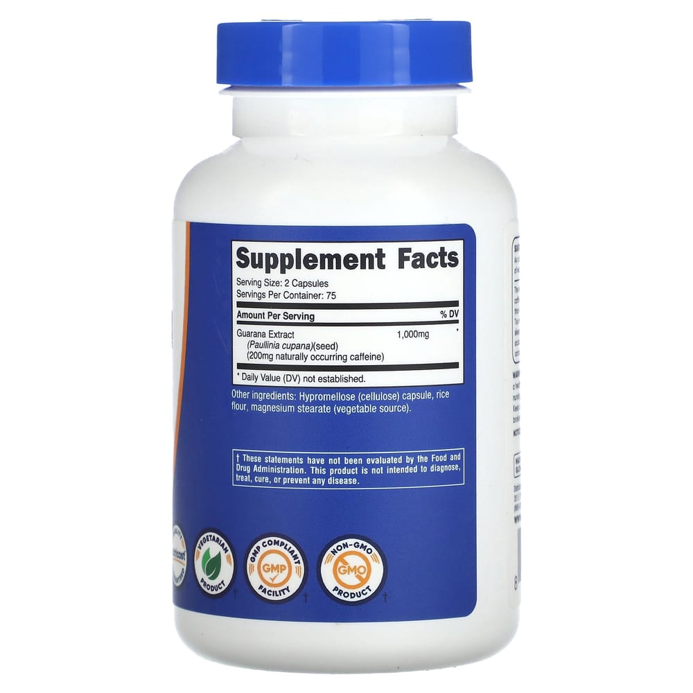 Guarana 1000mg Capsules, 150 Counts (500mg per capsule)