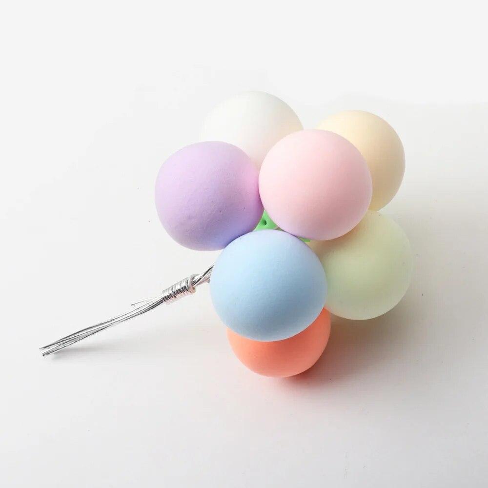 8Pcs Ball Bundle Colorful Clay Cake Topper Hat Creative Cupcake Card Flag Birthday Party Baby Shower Dessert Decoration