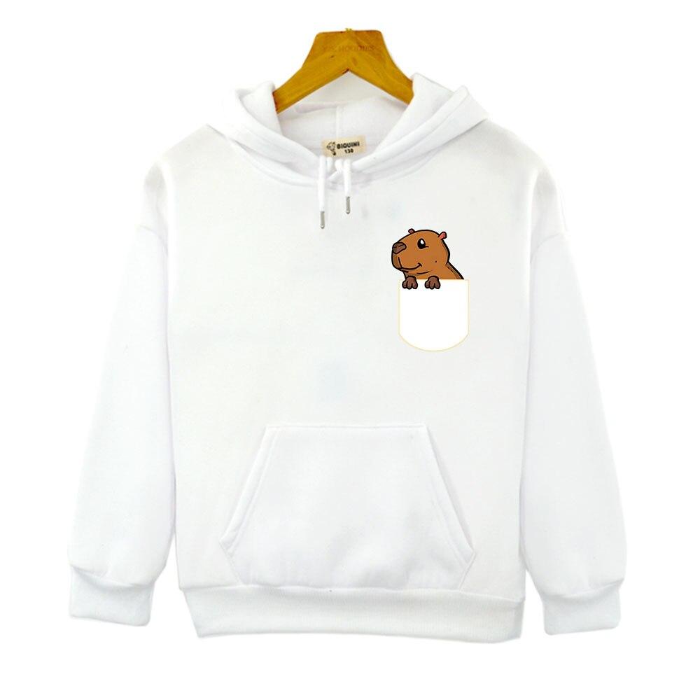 Милые толстовки с капюшоном в кармане в виде капибары, свитшот с мультяшным рисунком, топ с длинными рукавами для девочек, детский пуловер Y2k Sudadera, одежда для маленьких мальчиков