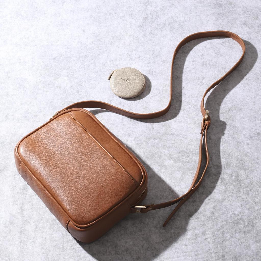 BLUE SINCERE Shoulder Genuine Cowhide Leather SHB10 Women's Bag, Leather, Compact, Lightweight, Mini, One-Shoulder Bag, Vegetable-Tanned / (Grey