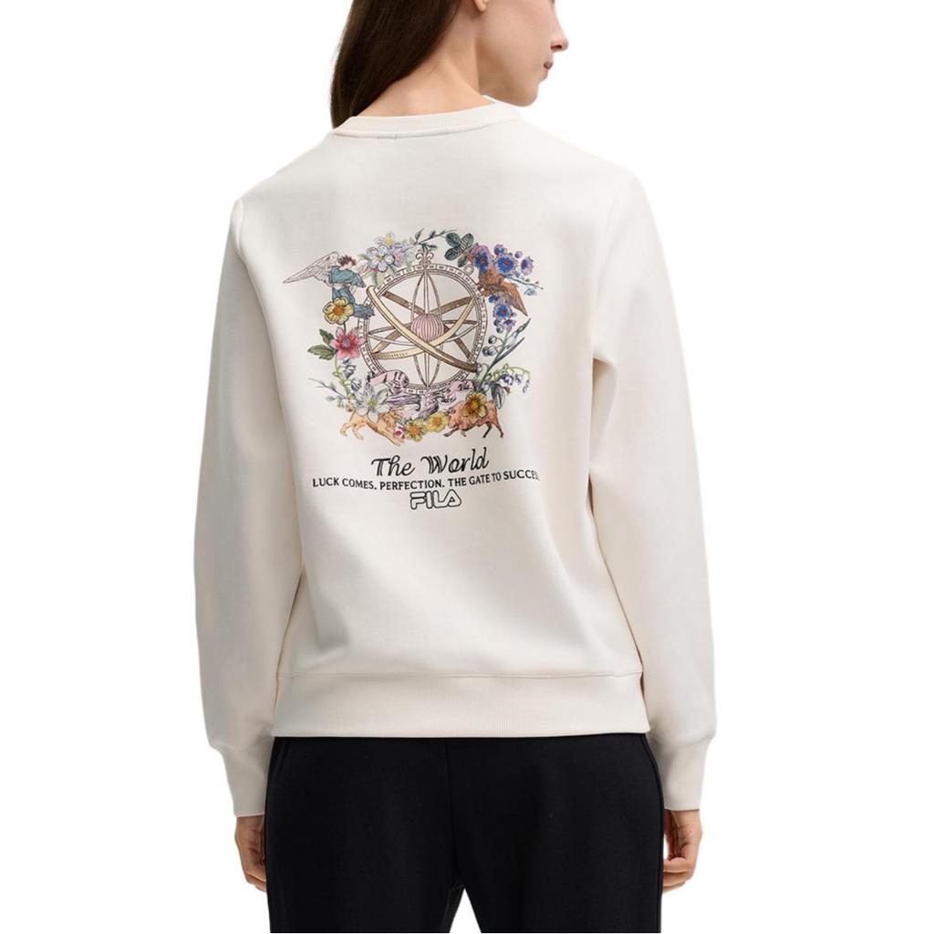 Fila Универсальный модный трикотажный пуловер с круглым вырезом Женский свитшот Светло-бежевый F11W518209FIV