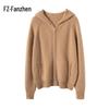 Fanzhen Women's Hooded Cashmere Blend Cardigan