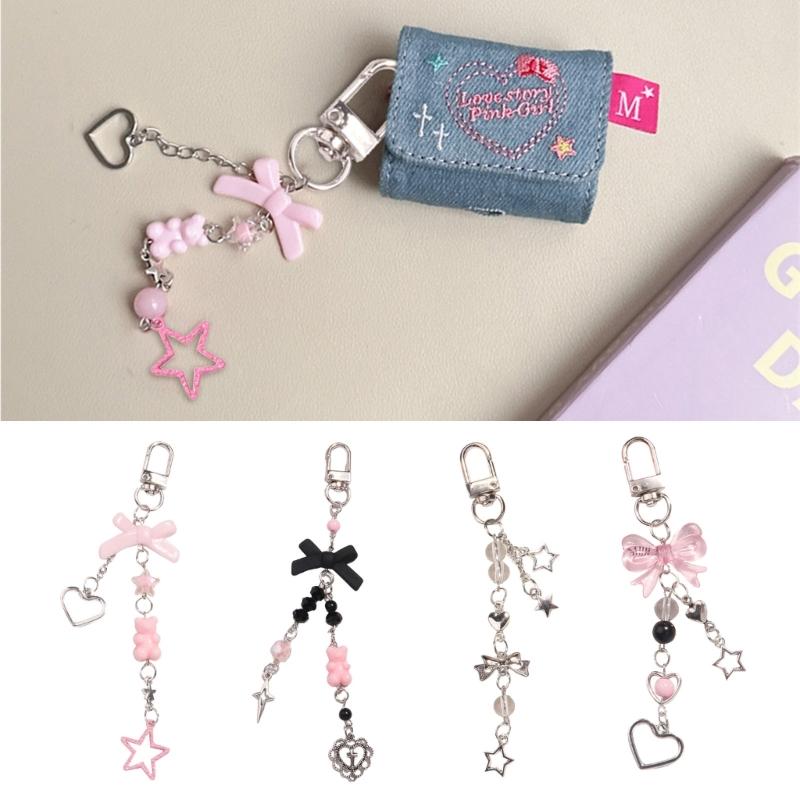 Eye Catching Heart Bear Key Chain Pendant Butterfly Knot Key Rings for Phones