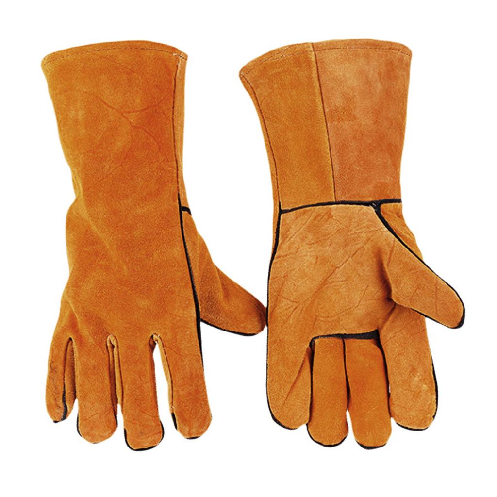 Welding Gloves Heat/Fire Resistant Gloves Durable Leather Gloves for BBQ,Oven Furnace, Fireplace Stove and More