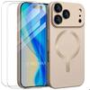 Protective Case - E.F.Connection - for iPhone 17 Pro Max - with Golden Magnetic Ring - 2 Glasses