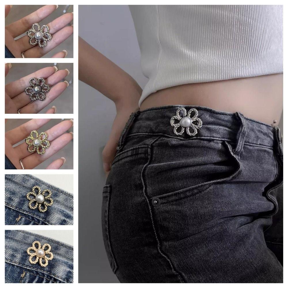 Button Clasps Flower Pants Button Tightener Zinc Zinc Alloy Jean Buttons for Loose Jeans Party