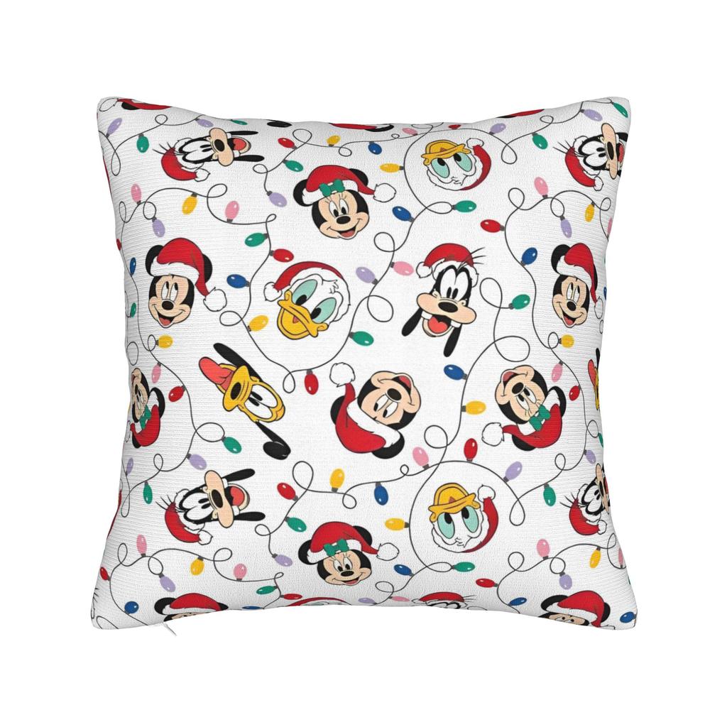 Mickey and Minnie Mouse Pillowcase Polyester Cushion Cover Gift Cute Cartoon Throw Pillow Case Cover Seater Zippered 45*45cm