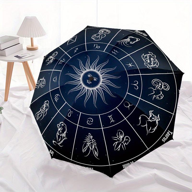 Zodiac Wheel Astrology Chart DecorUmbrella, Portable 3-Fold Compact Umbrella for Men & Women Gift