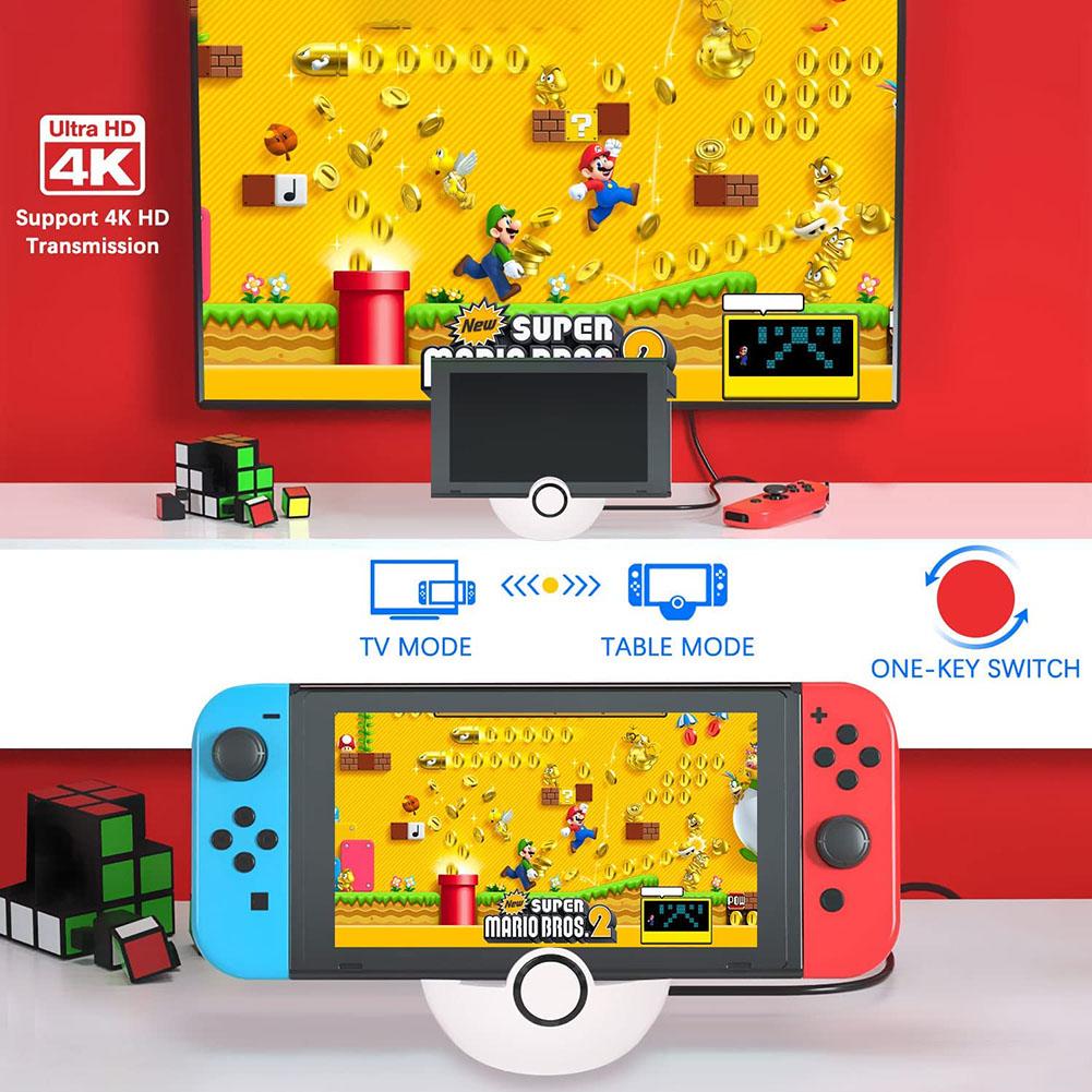 Док-станция для Nintendo Switch, портативный HDMI-совместимый адаптер, многофункциональная зарядная база, держатель-конвертер