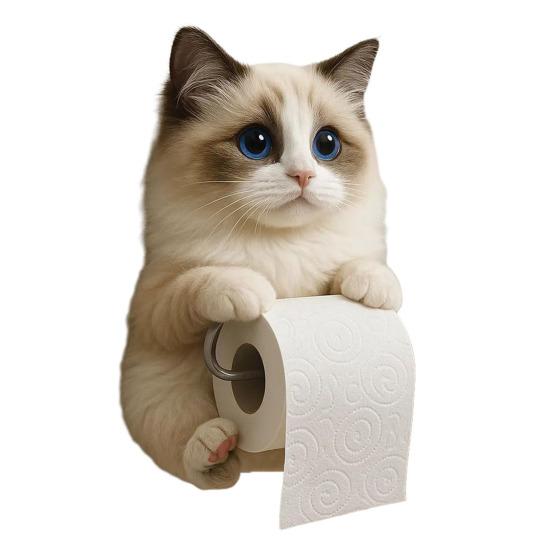 Cat Toilet Paper Holder Wall-Mounted Toilet Roll Holder Bathroom Kitchen Loo Roll Organizer for Cat Lovers Housewarming Gift