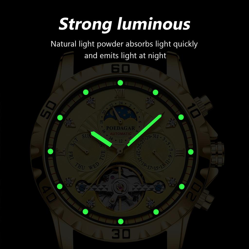 НОВЫЕ Роскошные Автоматические Механические Часы Турбийон Водонепроницаемые Светящиеся Дата Неделя Мужские Наручные Часы Нержавеющая Сталь Мужские Часы