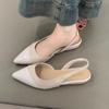 Fashion PU Leather Design Ladies Summer  Style Pointed Toe Low Heel Women Sandals Non-slip Flat Shoes
