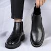 2025 Autumn and Winter New Black Martin Boots Leather Mid-tube Chelsea Boots Premium Short Boots Men's Casual Leather Boots