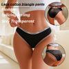 FINETOO 3Pcs Lace Hollow Out Panties Cotton Letter Print Briefs Girl Sexy Fashion Striped Solid Panty Girls' Breathable Lingerie