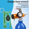 Oxygen Tank Wrench with Phone Holder 5-in-1 Multifunctional Oxygen Hose Wrench Portable Oxygen Tank Key with Light EET Wedge Keychain Attachment