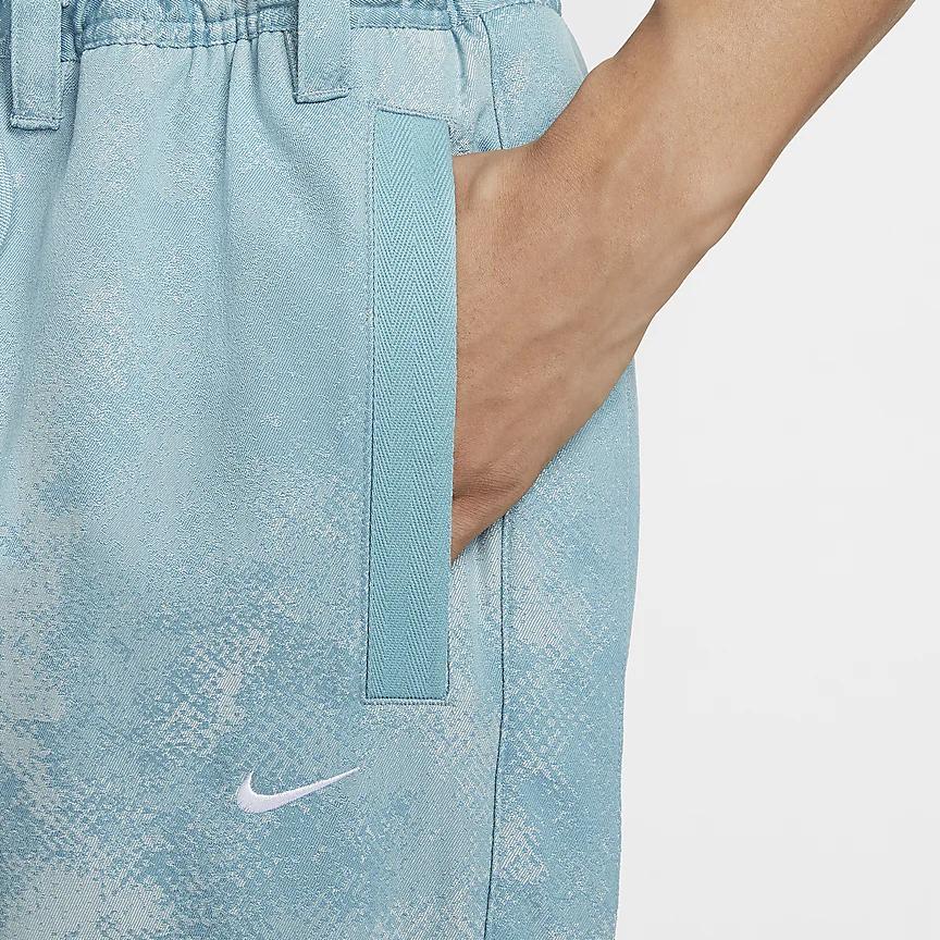 Nike Уличные брюки средней посадки, прямые, на молнии, повседневные, мужские брюки, джинсовые, сине-зеленые FZ0649-464