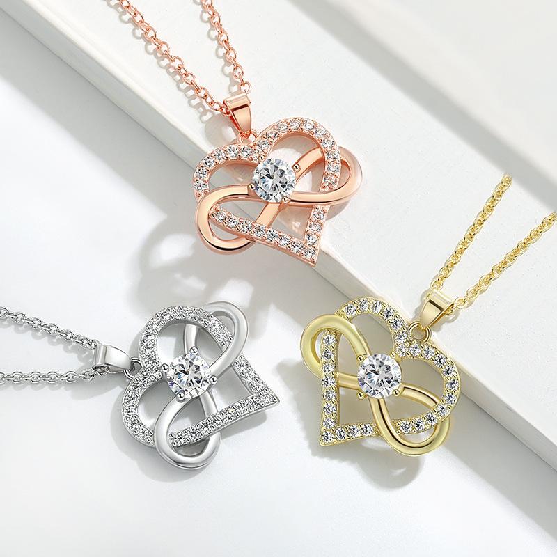 8 Shape Infinity Symbol Heart Pendant Necklace High Quality Zircon Love Choker